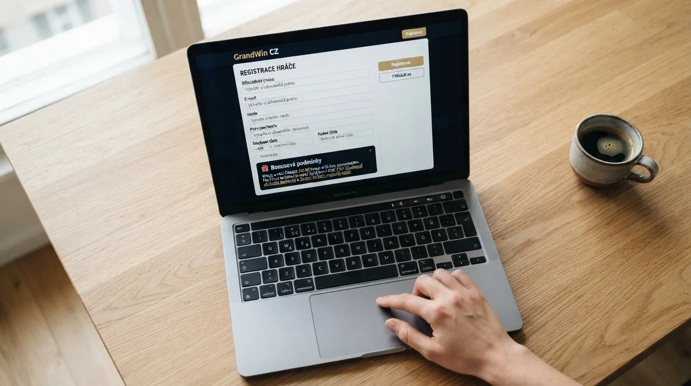 Detail registračního formuláře českého online casina s viditelnou sekcí bonusových podmínek