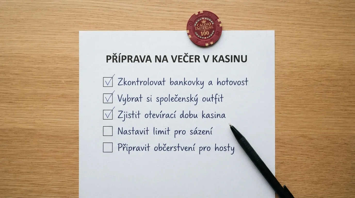 Checklist s odškrtnutými položkami — licence, protočení, maximální výhra, limity, daň