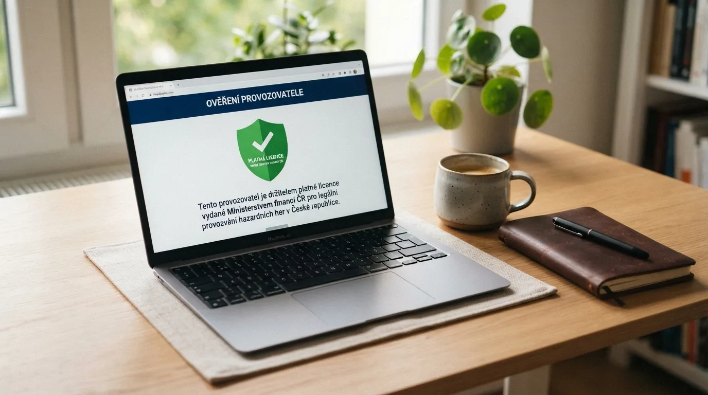 Úřední dokument s razítkem Ministerstva financí ČR vedle zeleného loga licence