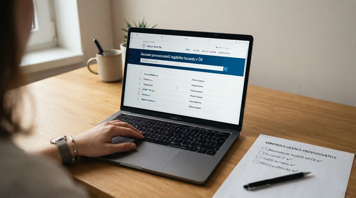 Oficiální dokument s logem Ministerstva financí ČR a razítkem vedle symbolu online casina