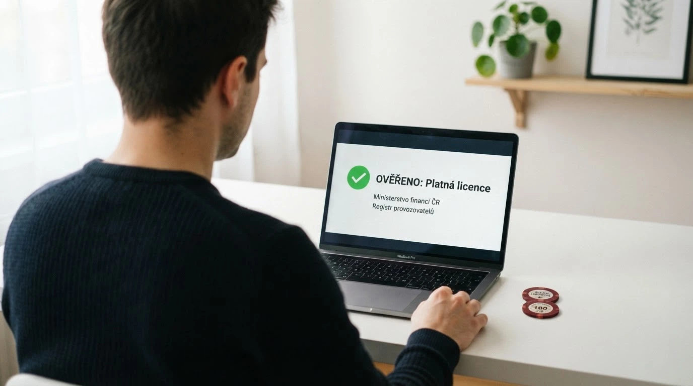 Oficiální dokument s licencí Ministerstva financí ČR a varovný symbol pro offshore weby
