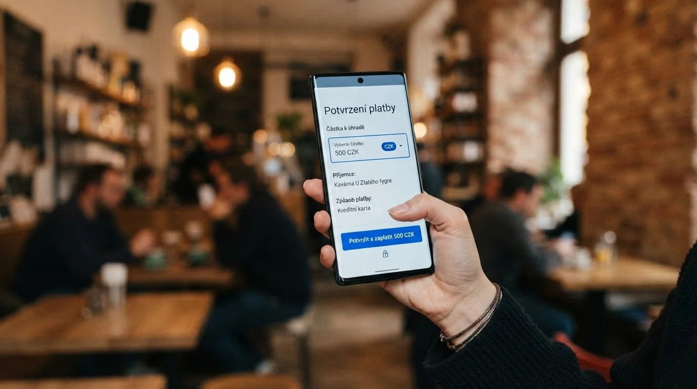 Rozhraní platební brány NeteraPay na obrazovce mobilního telefonu s výběrem částky vkladu