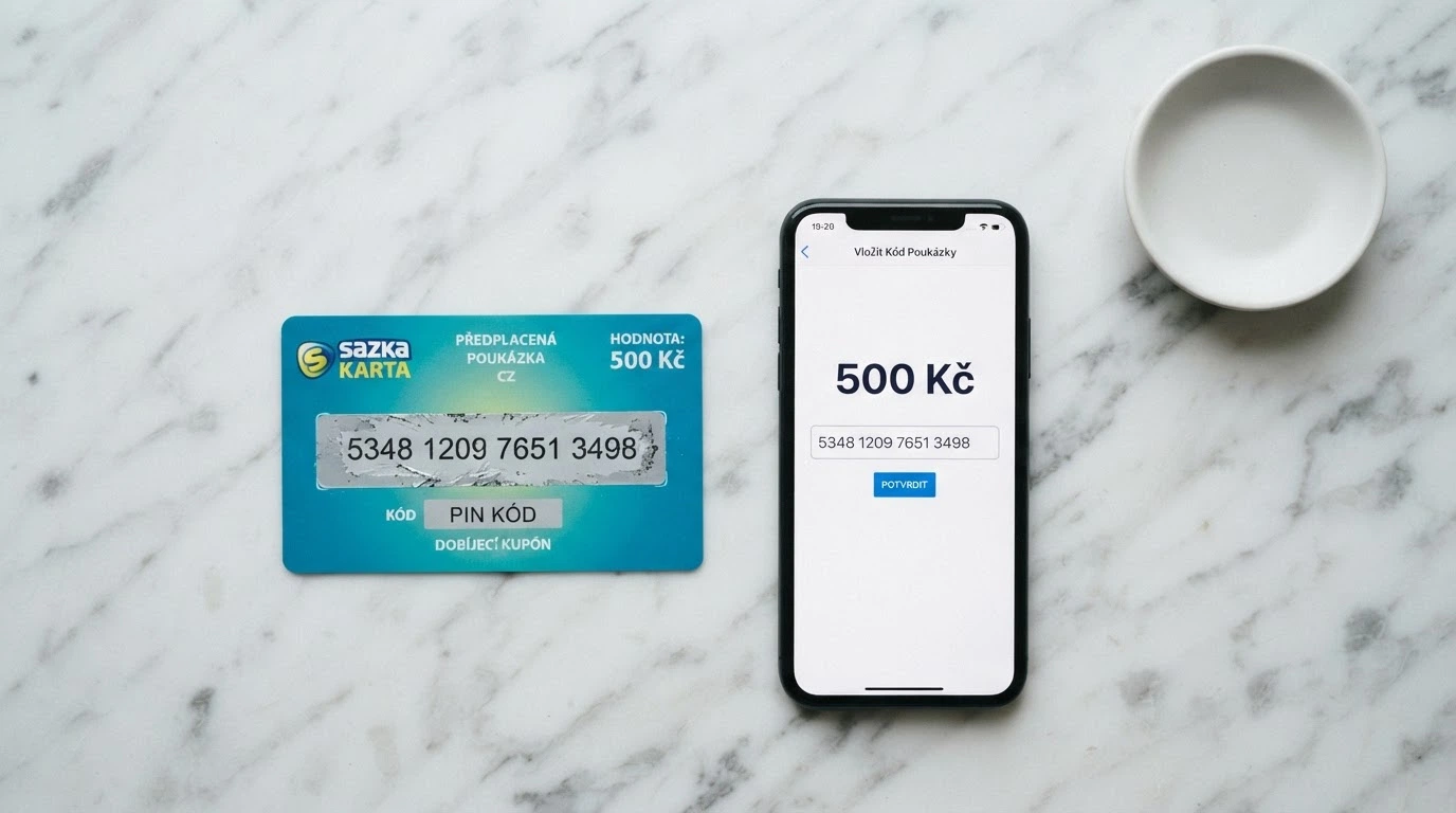 Plastová Paysafecard s 16místným PIN kódem vedle obrazovky s kasinem