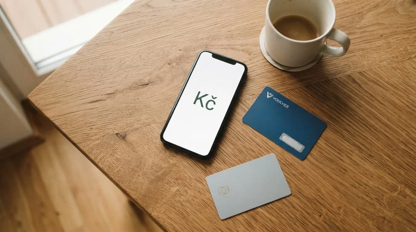 Platební karta, mobil s aplikací Aircash a poukázka Paysafecard položené na stole