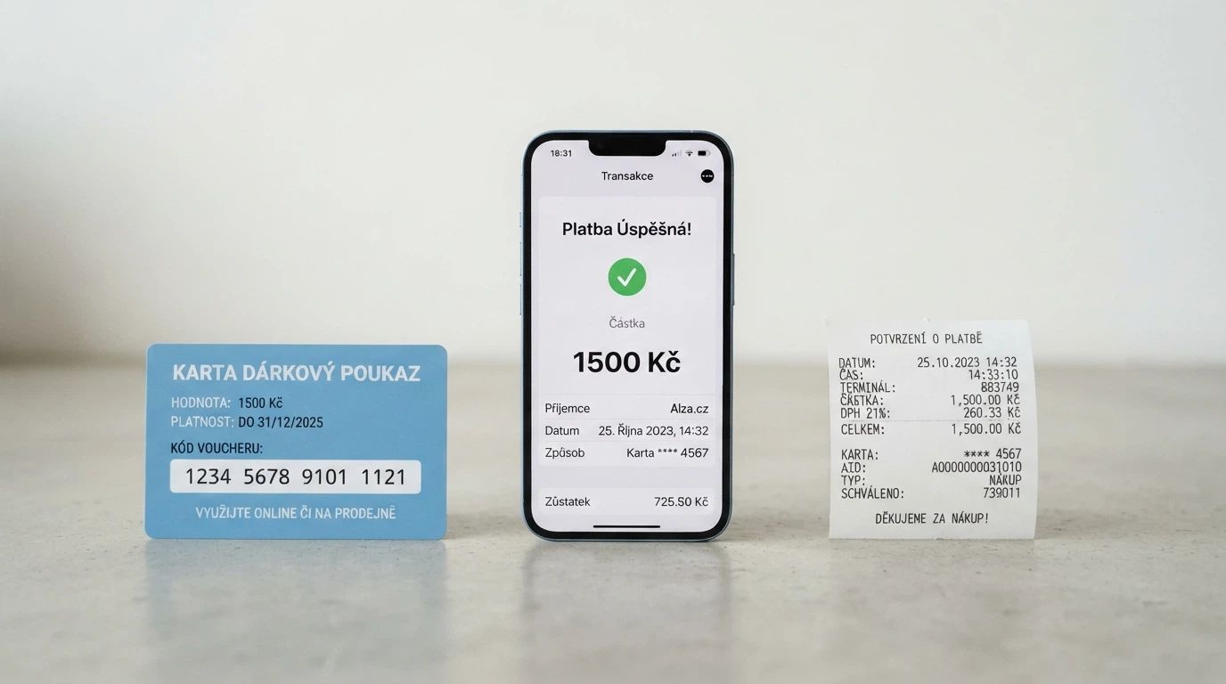 Platební karta, telefon s aplikací Neterapay a Paysafecard PIN vedle sebe