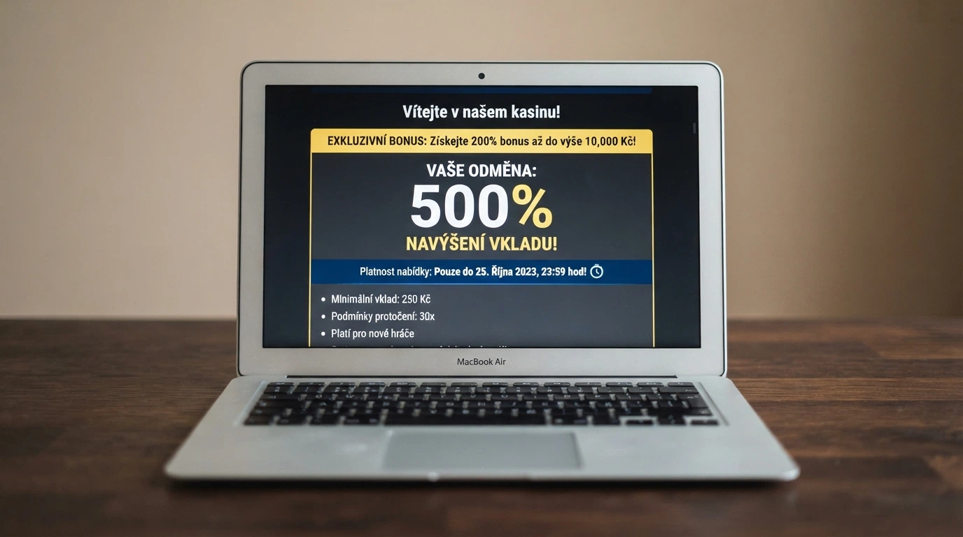 Detailní záběr na sekci podmínek bonusu na obrazovce, zvýrazněné číslo protočení a datum platnosti