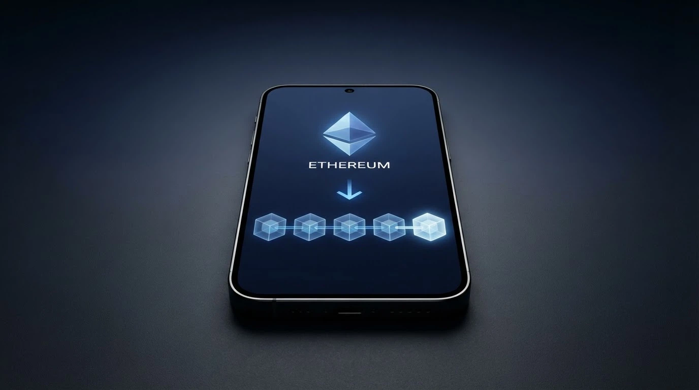 Schéma transakce — bitcoinová peněženka, šipka směrem ke kasinu, ikona blockchainu s potvrzovacími bloky
