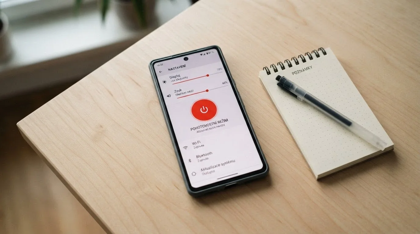 Displej mobilního telefonu s rozhraním pro nastavení herních limitů, vedle ikona panic buttonu